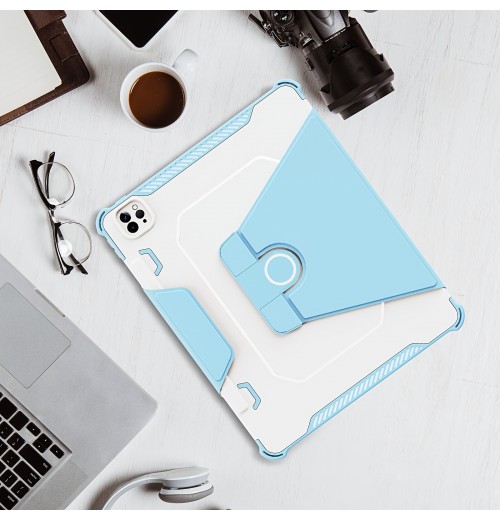 360° Rotating Armored Leather Cover Available For Ipad Pro11 2018/2020/2021, Ipad 10.9 Tablet Protective Case Armor Plate Protective Leather Case, Silicone-based Anti-collision Non-slip Support Cover