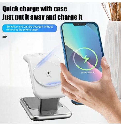 3-in-1 15W Fast Magnetic Wireless Charging-standFor Apple IWatch SE/7/6/5/4/3/2/1, AirPods 1/2/3/AirPods Pro,Compatible With IPhone 14/13/12/Pro Max/11 Series/XS Max/XR/XS/X/8/8 Plus