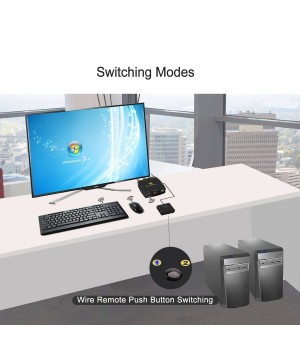 2 Port KVM HDMI Switch With Audio And Cable For 2 Computers Sharing Keyboard Mouse Monitor And USB 2.0 Peripheral Support HDMI 2.0, HDR 10, EDID