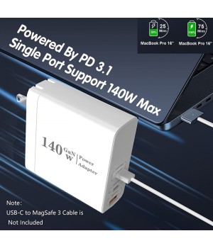 140W USB C Charger, Portable PD 3.1 GaN Fast Charger Type C Charging Station With Foldable Plug, 3 Port USB C Power Adapter For MacBook Pro/Air, IPad, IPhone, Galaxy, USB C Laptops And More