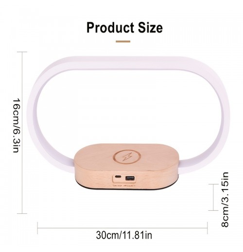 1pc Multifunctional USB Night Light USB Lamp With Wireless Charger Fast Charging USB Charging Port For Mobile Phone, 3 Color Temperature And Clock, Mobile Phone Battery Charger, Mobile Phone Wireless Charger For Home,Bedroom Gift For Girlfriend