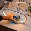 1pc Multifunctional USB Night Light USB Lamp With Wireless Charger Fast Charging USB Charging Port For Mobile Phone, 3 Color Temperature And Clock, Mobile Phone Battery Charger, Mobile Phone Wireless Charger For Home,Bedroom Gift For Girlfriend